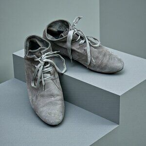 Paul Green Pewter Gray Suede Lace Up Ankle Booties Size 6.5-7